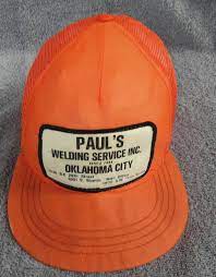 Pauls Wielding Service Inc Hat Cap Vtg Patch Okc Snapback Distressed 70s Na Trucker Hat Patches Hats Trucker