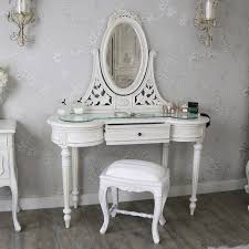 dressing table with round mirror