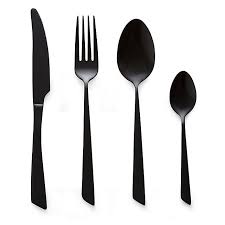 Menagere 16 Pieces Noire Delta Black Menagere Menagere Couverts Mobilier De Salon Couvert