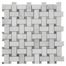 Black And White Marble Mosaic Tile Floor Carrara White Basketweave Marble Mosaic Floor Decor Porcelain Mosaic Porcelain Mosaic Tile Marble Mosaic