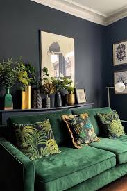 House Of Hackney Soft Furnishings With Green Velvet Sofa And Dark Walls In The Living Room Living Room Green Living Room Decor Home Decor