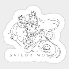 Sailor moon is japanese, meaning she's asian not white. Sailor Moon Black Line Sailor Moon Sticker Teepublic Uk