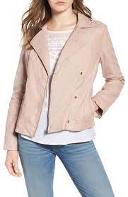 Hinge Feminine Leather Moto Jacket Nordstrom Beige Leather Jacket Leather Moto Jacket Classic Style Outfits