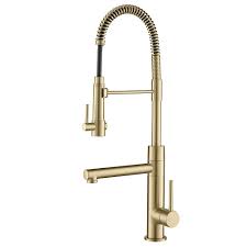 This is the new ebay. Kraus Single Handle Spring Coil Kitchen Faucet With Sprayer And Pot Filler In Brushed Gold The Home Depot Canada