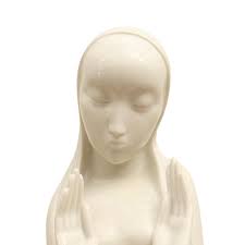 Modernist Madonna Bust by Hans Knsel, Art Deco Style Virgin C 1950's.