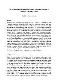 Jurnal sains sosial dan kemanusiaan, 4 (1). Doc Impak Pembangunan Pelancongan Kepada Masyarakat Setempat Di Pengkalan Gawi Tasik Kenyir Shaik Azahar Shaik Hussain Academia Edu