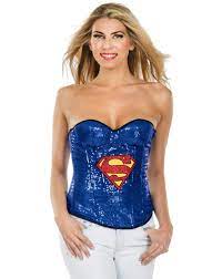 Amazon.com: Secret Wishes DC Comics Justice League Superhero Style Adult  Corset Top with Logo Sequined Supergirl, Blue, Large : Clothing, Shoes &  Jewelry