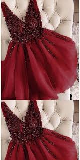 Burgundy Homecoming Dresses Short Beaded V Neck Crystals Cheap Prom Dresses 2020 Vestido De Graduation Cheap Prom Dresses Prom Dresses Prom Dresses Short