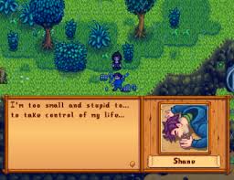What you need in order to access the tea sapling and caroline's heart even that gives you the crafting recipe, you need to have at least five hearts with her. Shane Stardew Valley Wiki