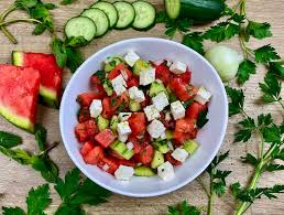 Feta eine packung in stückchen geschnitten. Wassermelonen Feta Salat Sommersalat Mit Melone