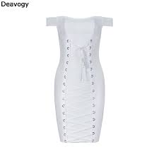 us 21 08 38 off deavogy 2017 new white black off shoulder elegant top quality bandage dress in dresses from womens clothing on aliexpress com