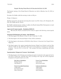 Regular Meeting Poland Board of Education held July 20, 2020