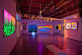 Get the conversation started be the first to comment. Blacklight Blacklight Dinner At Smile Gallery Theartblog Sculpture Lessons Black Light Zebra Room