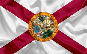 It consists of a red saltire on a white background, with the state seal superimposed on the center. Download Wallpapers Florida Flag Flags Of States Flag State Of Florida Usa State Florida Silk Florida Coat Of Arms Besthqwallpapers Com Florida Flag Florida State Flag State Of Florida
