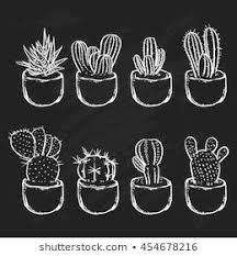 Black And White Cactus Wallpaper Cactus Isolated On A Black Background Hand Draw Cactus In The Pots Vector Illustration Como Desenhar Maos Decoracao Preto E Branco Vetores