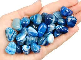 This Is One Blue Banded Agate Tumbled Stone Agate Is Considered So Powerful As It Gives Us The Strength To Carry Crystals Healing Grids Agate Crystal Crystals