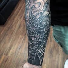 Arm Black And Grey Tattoos For Men 60 Samurai Helmet Tattoo Designs For Men Japanese Ink Ideas Tattoo Designs Men Samurai Helmet Helmet Tattoo