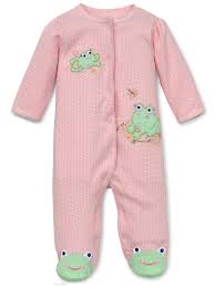 Frog Friends Snap Front Footie Pajamas For Baby Girls With Frog Feet Sleep N Play One Piece Romper Coverall Cotton Infant Footed Sleeper Pijamas Para Bebes Pink Print 6 Months Walmart Com