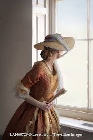 Historical Woman Wearing Hat Looking Out Window 18th Century Fashion Historical Dresses Historical Women