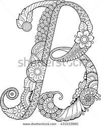 Stock Images Similar To Id 61310104 Naive 3d Alphabet Hand Drawn Flower Coloring Pages Hand Drawn Flowers Flower Alphabet