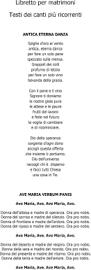 Trattasi di un ottimo motore di ricerca per i testi delle canzoni che ha dalla sua la particolarità di includere anche una spiegazione del significato dei. Libretto Per Matrimoni Testi Dei Canti Piu Ricorrenti Pdf Download Gratuito