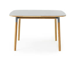 L.120 x l.120 x h.35 cm. Normann Copenhagen Table Carree Form Table 120 X 120 Cm Gris Linoleum Et Chene Myareadesign It