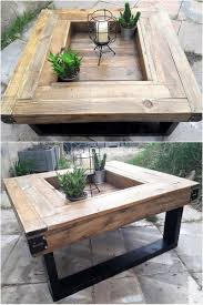 You'll need some wood planks (repurposed from the top of an old dining table, maybe?) and hairpin legs — which are easy to find online. Wood Pallet Industrial Table Wood Pallet Tables Pallet Furniture Plans Recycled Wood Table