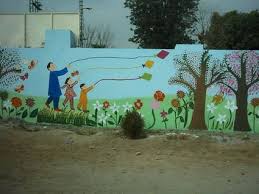 Outdoor Decorations For Children Outdoor Kids Play Room With Cute Wall Murals For Preschool And School Murals Mural Outdoor Wall Decor