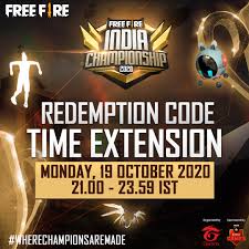 Free fire redeem code is given here for free! Free Fire Esports India Update The Redemption Deadline Has Been Extended To 20 October 2020 02 00 2am Ist Hi Survivors We Ll Be Opening The Redemption Window Once More On 19th October From