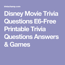 It's actually very easy if you've seen every movie (but you probably haven't). Disney Movie Trivia Questions E6 Free Printable Trivia Questions Answers Games Trivia Questions And Answers Trivia Quiz Trivia Questions