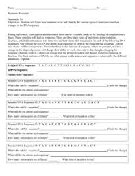 Insertion one or more base pairs is added to a sequence: Mutations Worksheet