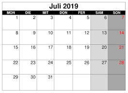 Praktische, vielseitige monatskalender für den kalendermonat juli 2021 mit farblich markierten bundesweiten feiertagen und kalenderwochen. Monatskalender Juli 2019 Kalender Cute766