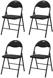 Binrrio 4pcs Dining Chairs Black Deluxe Padded Faux Leather Folding Chairs Set Of 4 Strong Steel Frame Comfy Cus In 2020 Folding Chair Metal Folding Chairs Leather