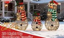 Amazon.com: 3-Piece Lighted Snowman Family Set - Large 2D ...