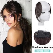 Place your index finger on your part, with your second knuckle on your hairline. Shangke Women S Synthetic Middle Part Bangs Side Fringe Natural Hair Bangs Front Hair Piece Clip In Extensions Synthetic Bangs Aliexpress