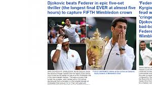 Novak djokovic's wimbledon triumph means he has 16 majors, four behind roger federer, and overhauling the swiss is not a subject he is shying away from. Episches Finale Novak Djokovic Ringt Roger Federer In Wimbledon Nieder Sportbuzzer De