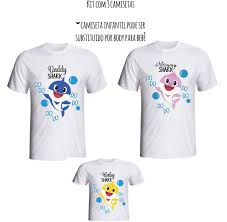 Camiseta Baby S H A R K Mommy Daddy E Baby Kit 03 No Elo7 Seus Sonhos Personalizados 167186e