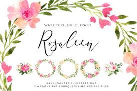 Set of vector handdrawn laurels and wreaths. Rosaleen Watercolor Flower Clipart Graphic By Creative Fabrica Freebies Creative Fabrica Flower Clipart Watercolor Flower Vector Wreath Watercolor