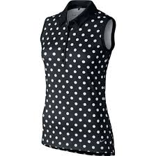 Black And White Polka Dot Shirt Womens Nike Ladies Precision Sleeveless Print Golf Shirts Polka Dot Assorted Colors Golf Outfits Women Fashion Golf Attire