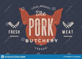 Pig Pork Vintage Typography Lettering Retro Print Stock