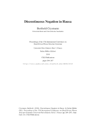 Pdf Discontinuous Negation In Hausa