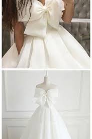 Cute White Big Bow Knot Prom Dress Strapless Evening Dress Satin Party Dress Big Bow Dress Satin Evening Dresses Strapless Prom Dresses