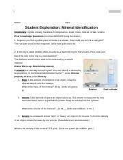 In simple words it is the search for mineral deposits. 2 3 Mineral Identification Se Docx Name Date Student Exploration Mineral Identification Vocabulary Crystal Density Hardness Homogeneous Luster Mass Course Hero