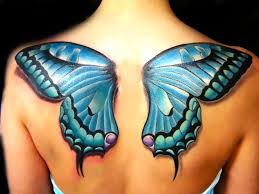 Download Blue 3d Butterfly Wings Tattoo Idea