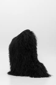 Saint Laurent Rubber Curly Furry Boots In Black Lyst