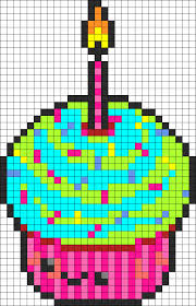 Cupcake D Anniversaire En Perles Hama Avec Images Arts Et Loisirs Creatifs Dessin Carreau Points De Couture