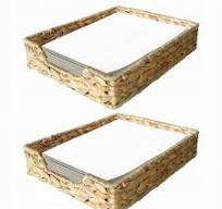 Półka z naturalnego hiacyntu wodnego tkana 37x27x7 cm 2 szt. ciemnobrązowa