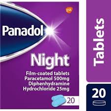 Panadol Night Tablets Paracetamol Diphenhydramine Hcl 500mg 25mg 20s