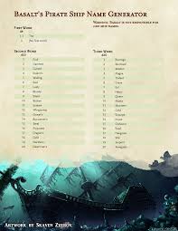 The Grinning Wyrm D D Photo Ship Name Generator Dungeons And Dragons Homebrew D D