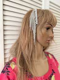 Decorative Crystal Chain Hair Comb/ Waterfall Fringe Side Comb/ Wedding  Rhinestone Hair Accessory/ Unusual Hair Comb/bling Hair Comb